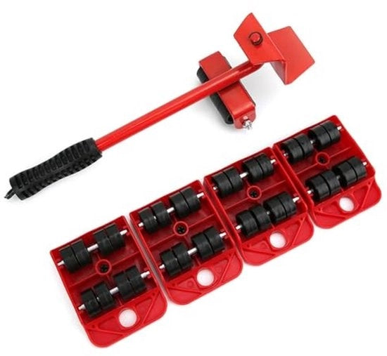 Kit di trasporto mobili con 4 set di ruote - Strumenti di trasporto - Leva - Manubrio antiscivolo ergonomico - Leggero e portatile - Trasporto di mobili