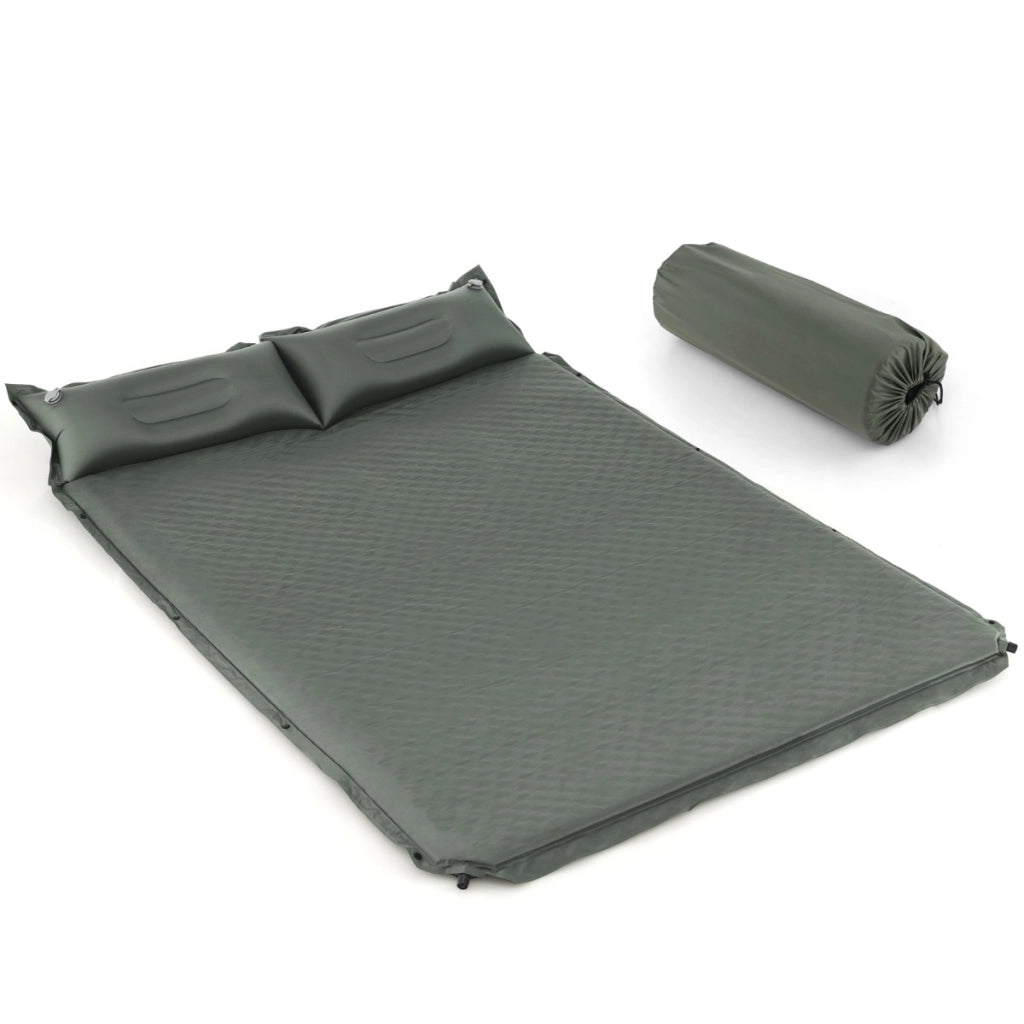 Materasso da campeggio auto gonfiante, Materasso comodo per dormire con cuscini Verde