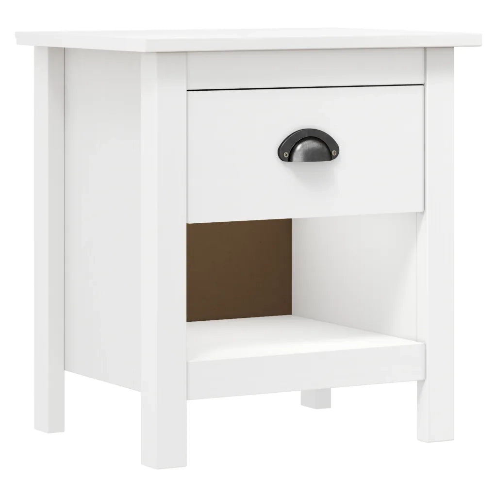 Set di 2 Comodini | Armadio da Notte | Mobiletto da notte Hill 46x35x49,5 cm Legno Massello di Pino