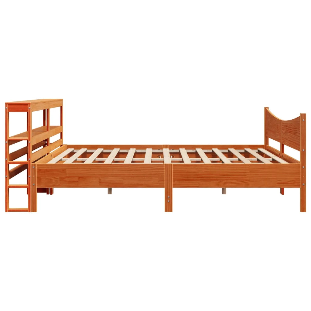 Giroletto con Testiera Marrone Cera 200x200 cm Massello Pino