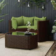 Set Mobili da Giardino 4 pz con Cuscini in Polyrattan Marrone 319840