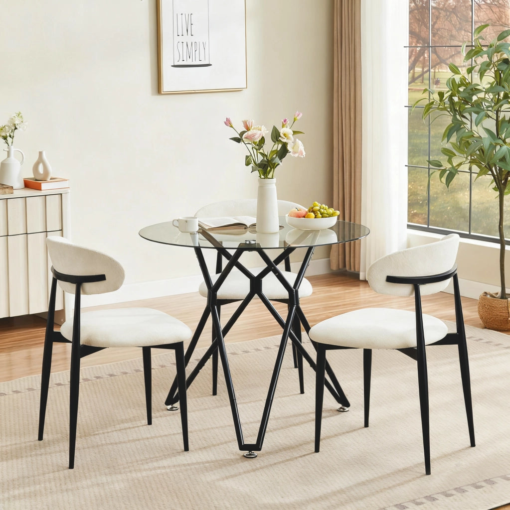 Tavolo da pranzo moderno in vetro temperato 90 cm; nero