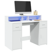 Scrivania con Luci LED Bianca 120x55x91 cm in Truciolato 3309411
