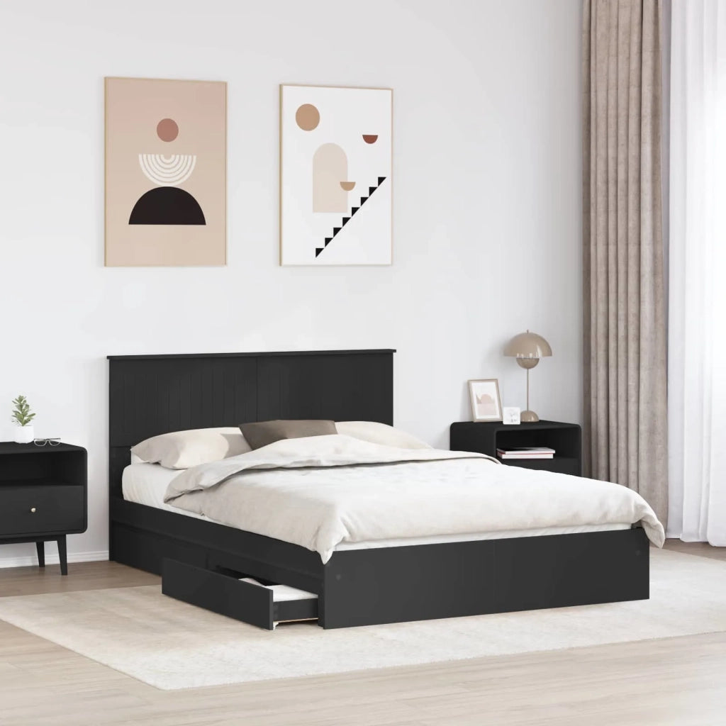 Letto con Contenitore Nero 135 x 190 cm Legno multistrato 3410806