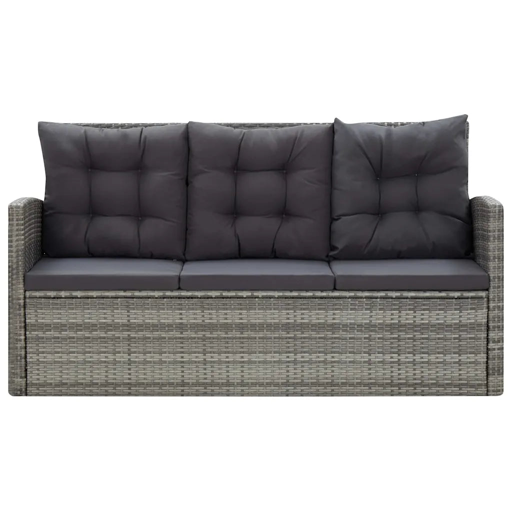 Set da Pranzo da Giardino 5 pz con Cuscini in Polyrattan Grigio 46115