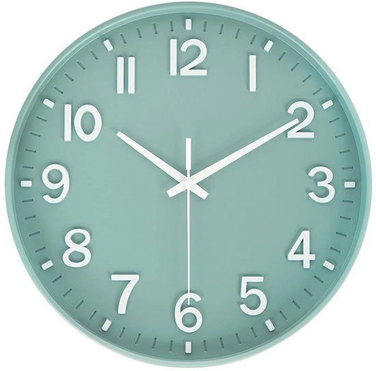 HZDHCLH 30cm orologio da parete silenzioso con secondi battenti e numeri arabi senza tic per decorazione in soggiorno, cucina, ufficio e camera da letto (verde)
