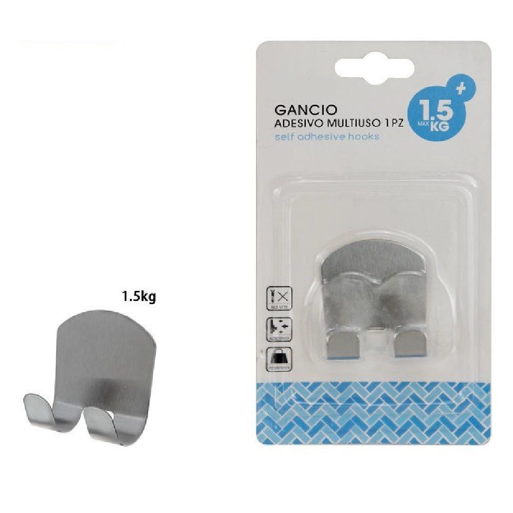 Trade Shop - Gancio Adesivo Multiuso Appendino Parete Cucina Bagno Attaccapanni Doppio 59667 -