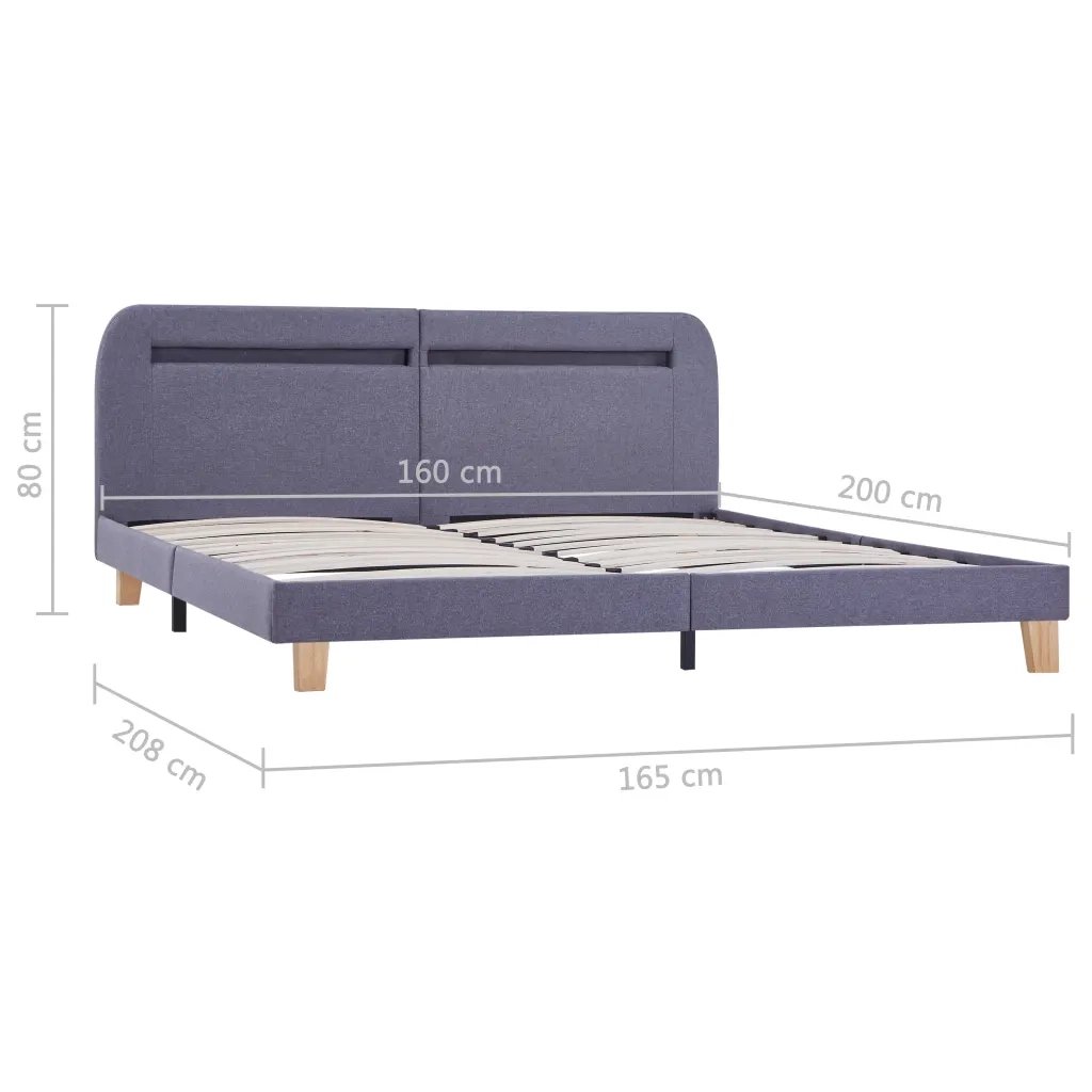 Giroletto LED senza Materasso Grigio Chiaro 160x200 cm Tessuto 280899