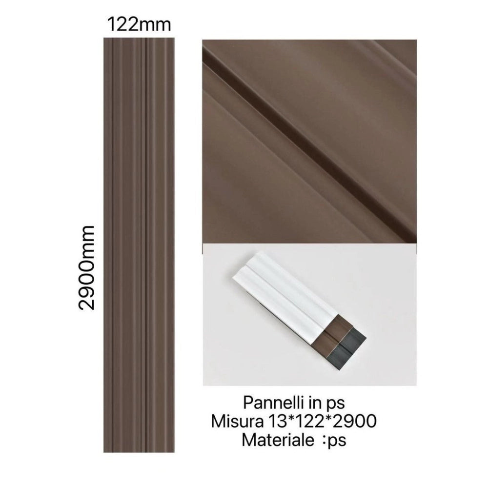 Trade Shop - Pannello Decorativo 3d Marrone 122x290 Cm Effetto Doghe Moderne In Ps -