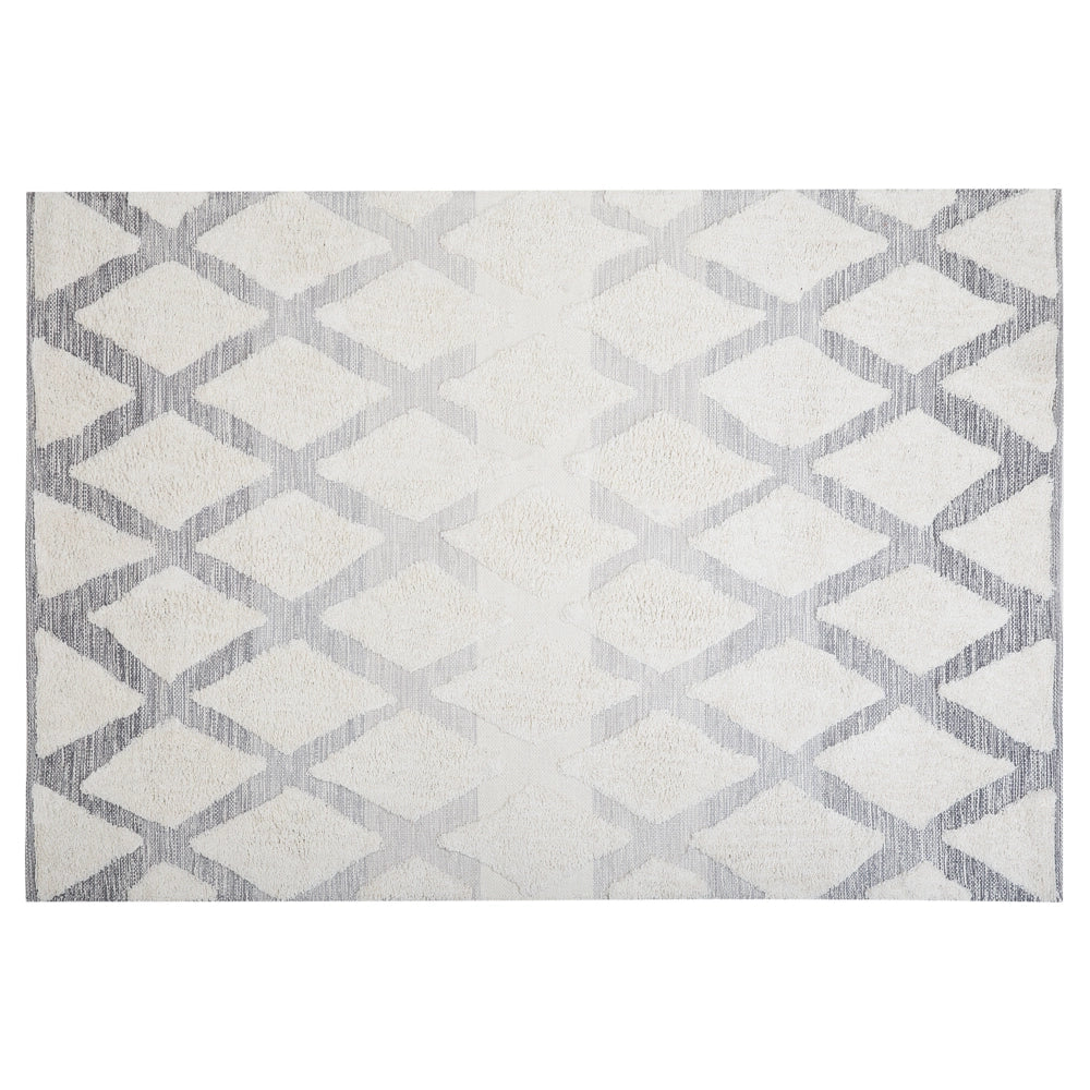 Tappeto da Zona Beige Cotone Intrecciato a mano pelo lungo 140 x 200 cm Moderno