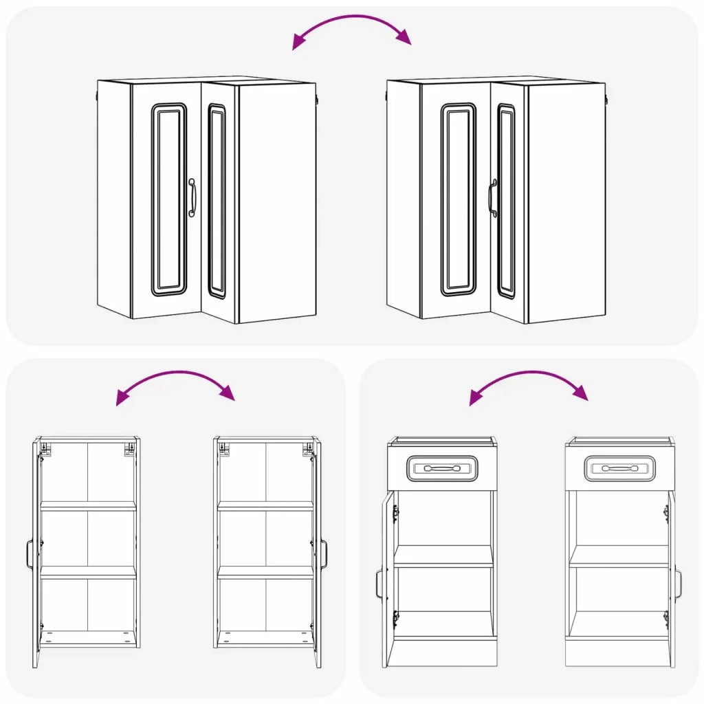 Unità Cucina KALMAR 8 pz Grigio Cemento Legno ingegnerizzato 3438374
