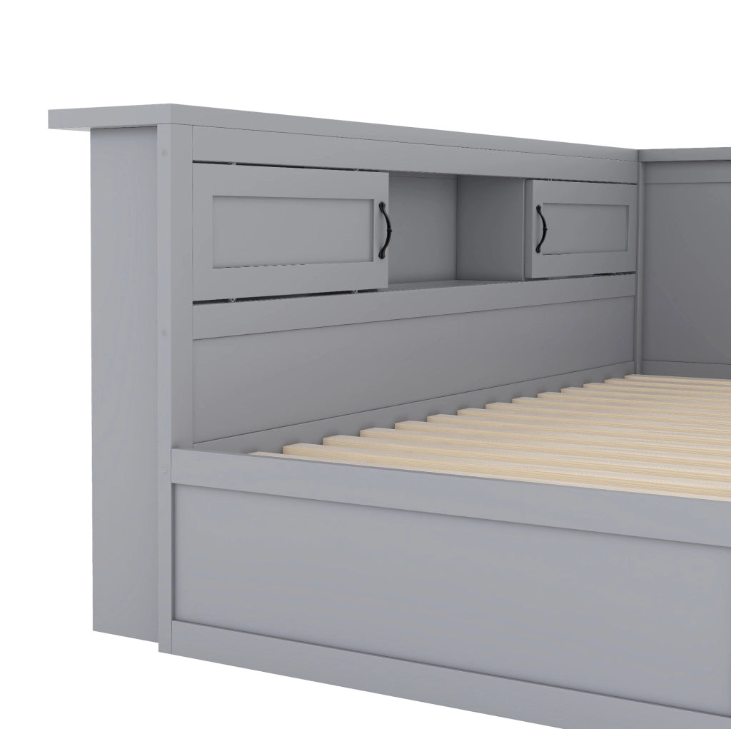 Divano letto 90x200 cm con letto estraibile; vano contenitore; truciolare e MDF; grigio