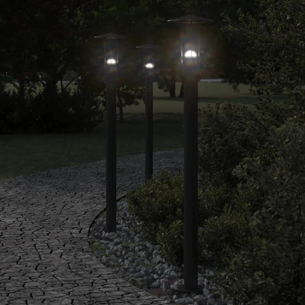 Lampada da terra per esterni 100 cm acciaio inox nero 02_0042503