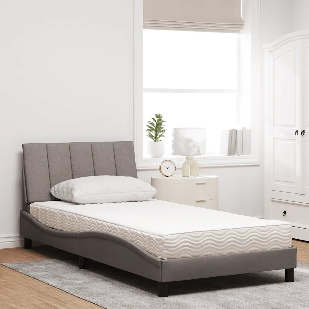 Letto con Materasso Hanko Tortora 100x200 cm in Tessuto