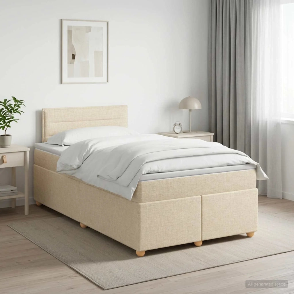Letto box spring con materasso Crema 120 x 190 cm Tessuto 3450907