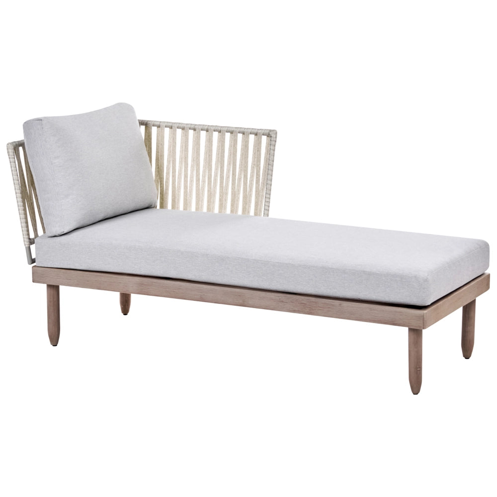 Set Lounge da Esterno in Legno di Acacia con Cuscini Grigi Poltrona in Finto Rattan Tavolino Sinistro 4 Posti