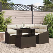 Set Divano da Giardino 5 pcs Marrone e Crema polyrattan