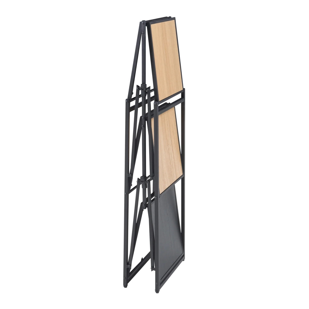 Scaffale dal design senza tempo per soggiorno/camera da letto mobile contenitore pieghevole indipendente con 3 ripiani metallo 81 x 68 x 38 cm MDF nero 03_0011144