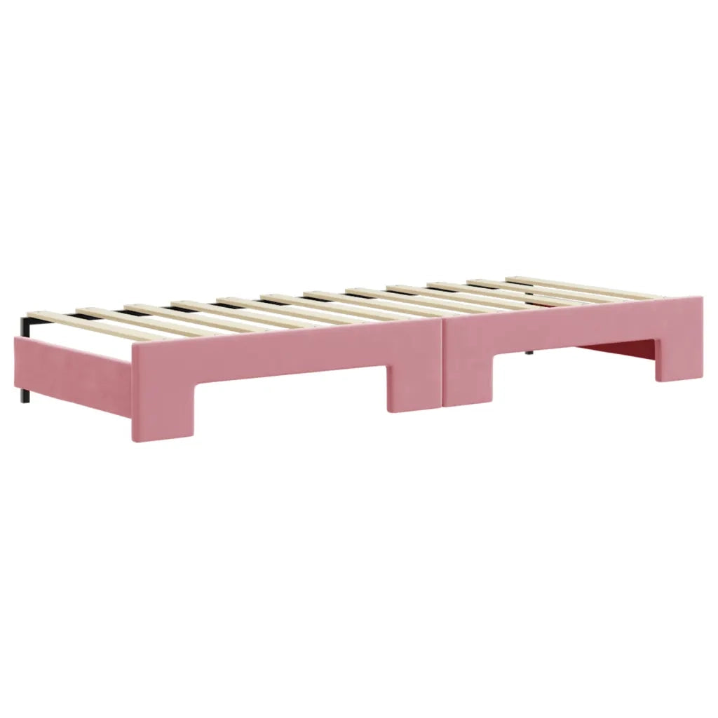 Divano Letto Estraibile con Cassetti Rosa 80x200 cm Velluto 3197345