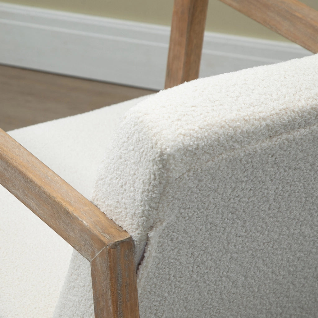 Poltrona a dondolo in tessuto effetto lana ¨C ZephMum ¨C 60x81x71 cm bianco crema