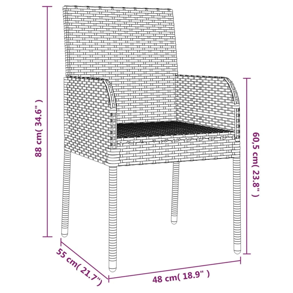 Set da pranzo da giardino nero e grigio da 5 pezzi con cuscini 02_0014859