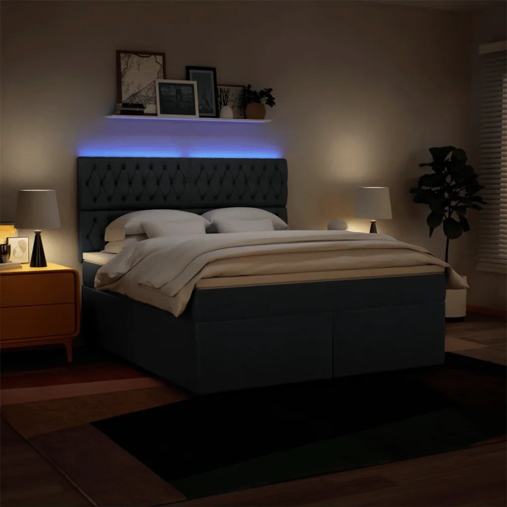 Giroletto a Molle con Materasso Blu 180x200 cm in Tessuto
