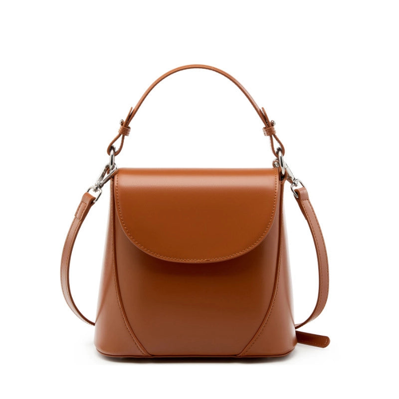 Borsa a tracolla da donna in vera pelle, mini borsa marrone