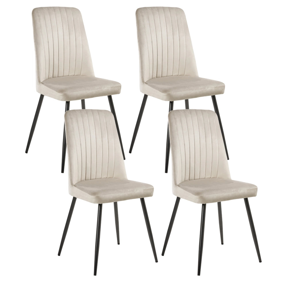 Set di 4 sedie da pranzo con seduta in velluto imbottito Stile moderno Senza braccioli Gambe in ferro tortora