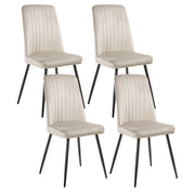 Set di 4 sedie da pranzo con seduta in velluto imbottito Stile moderno Senza braccioli Gambe in ferro tortora