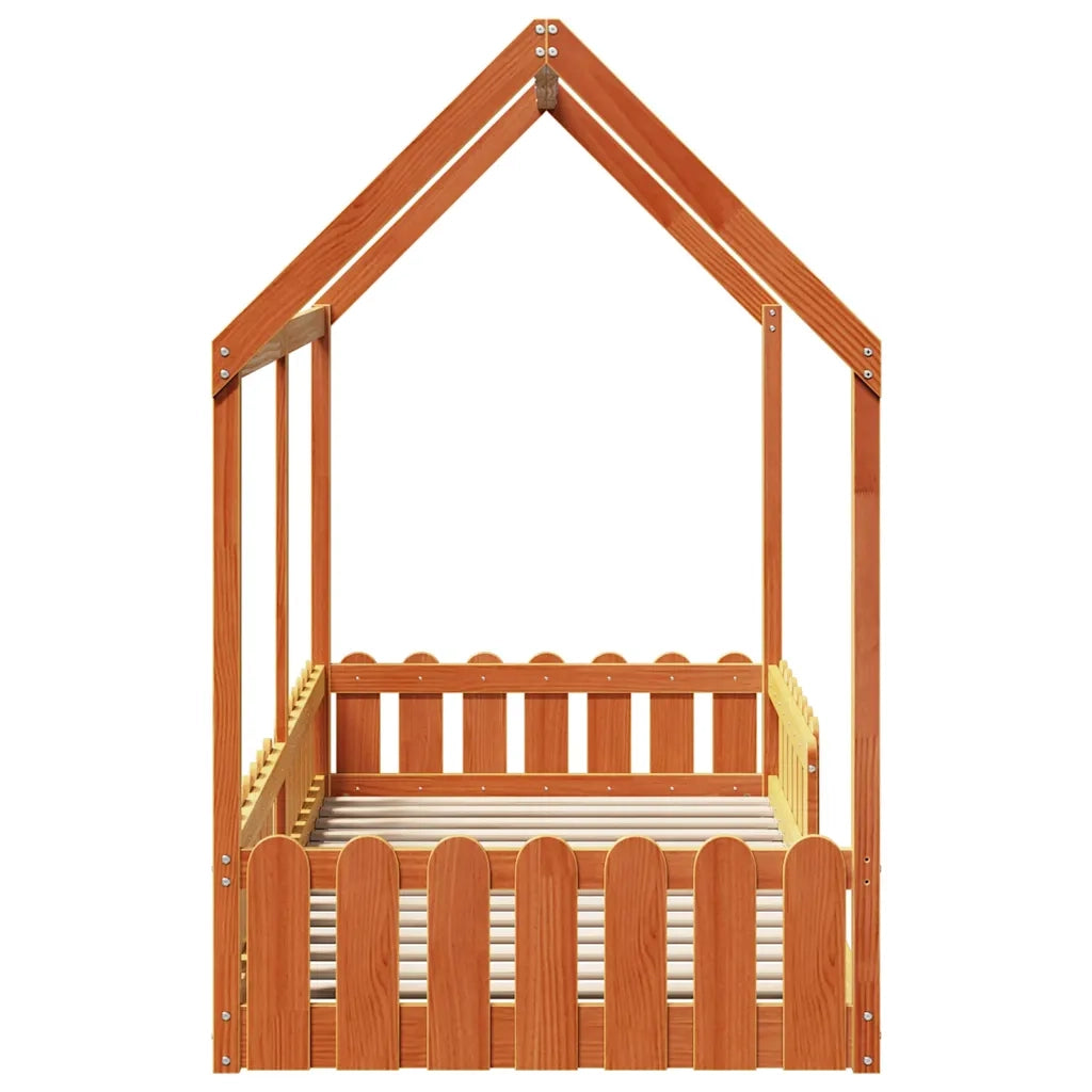 Giroletto Casetta Bambini Marrone Cera 90x190 cm Massello Pino