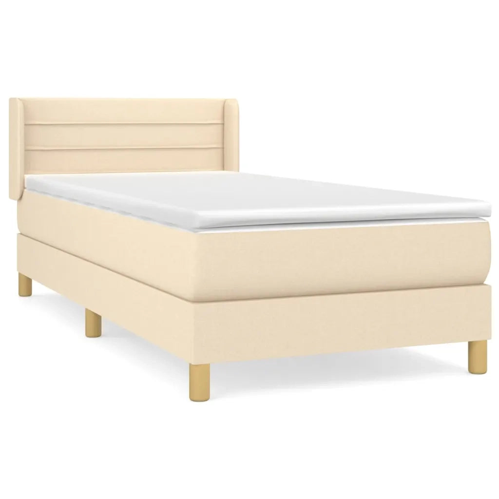 Giroletto a Molle con Materasso Crema 100x200 cm in Tessuto 3130334