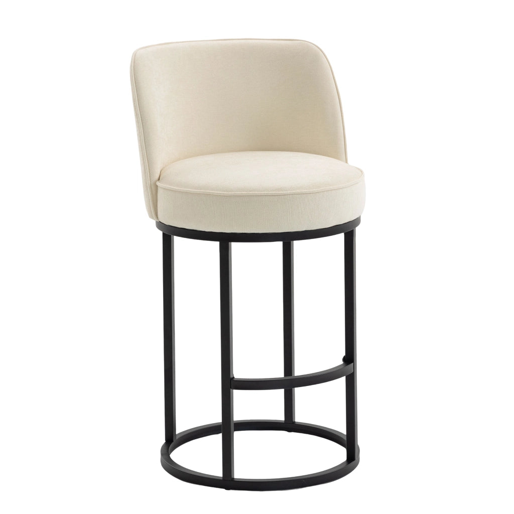 Sgabelli da Bar Set 2 Pezzi ¨C MINIMAL ¨C Seduta Imbottita in Tessuto, Gambe in Metallo Nero