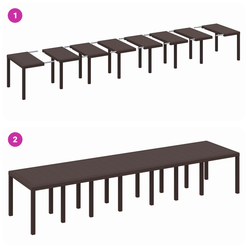 Set da Pranzo da Giardino 15 Pezzi in Polyrattan Marrone di