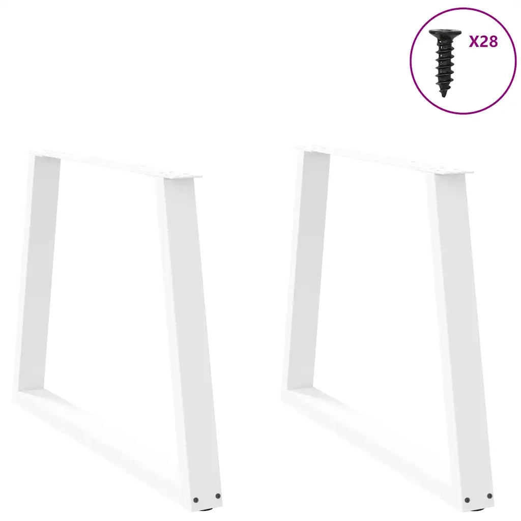 Gambe per tavolo da pranzo a forma di V 2 pz bianche 90x(72-73,3) cm in acciaio 4012577