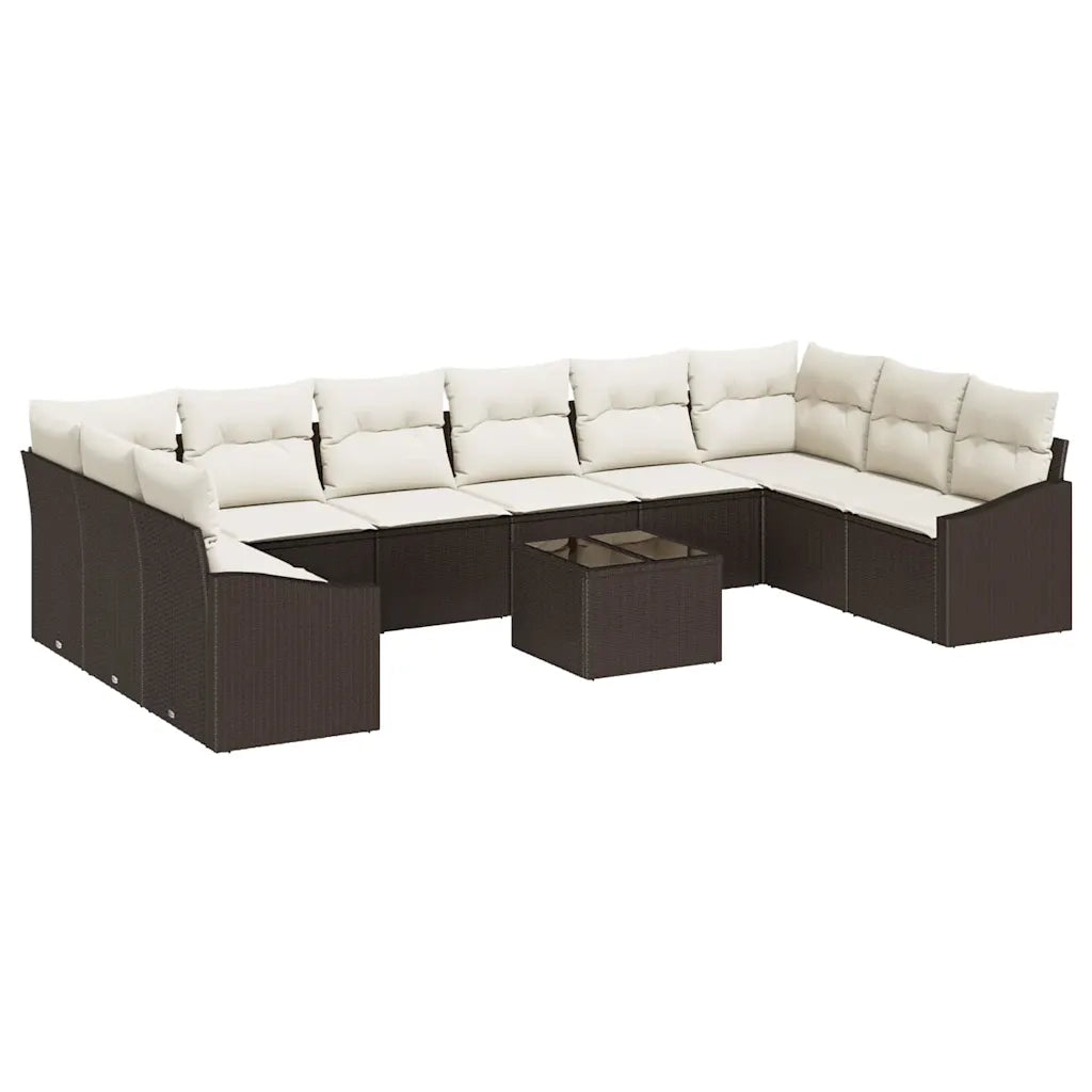Set di divani con cuscino 11 pcs Marrone polyrattan