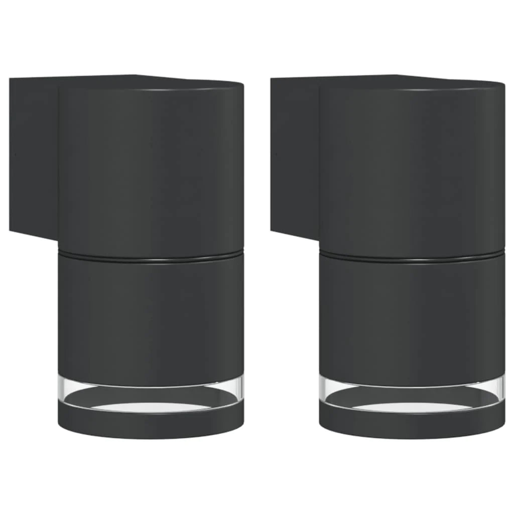 Set di 2 eleganti applique da giardino per esterni 7,5 x 10,5 x 13,5 cm in alluminio nero 02_0056625