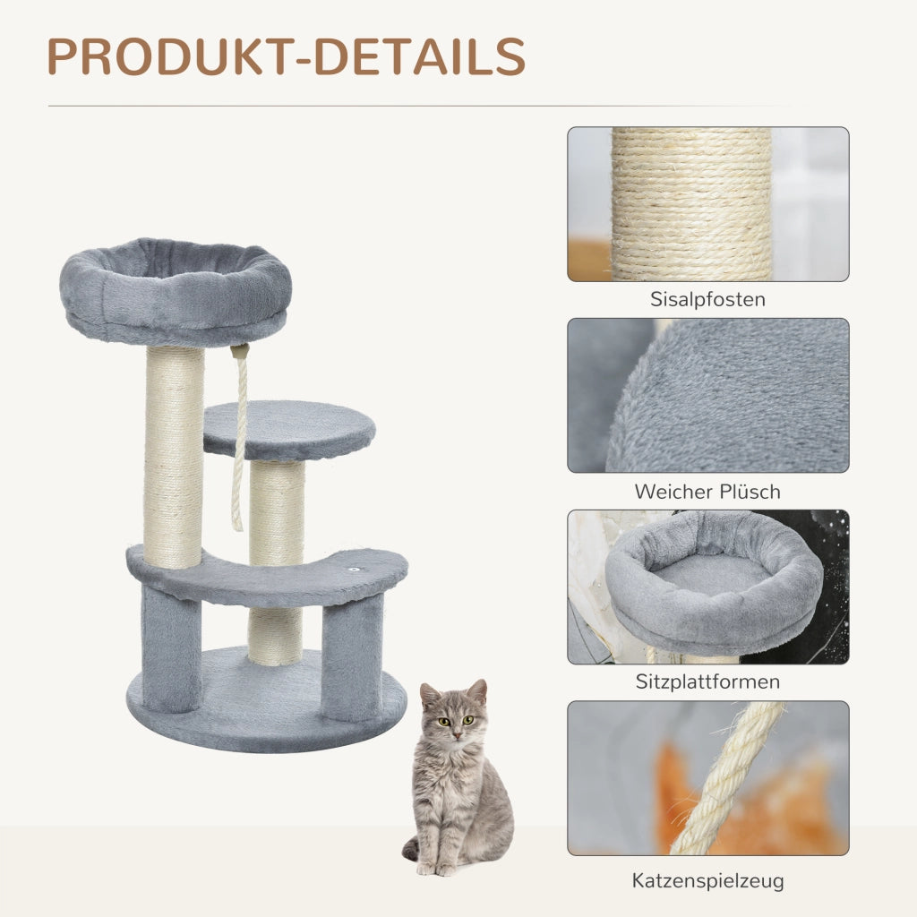 Tiragraffi per gatti con letto e piattaforma ¨C zephmum ¨C 65 cm grigio