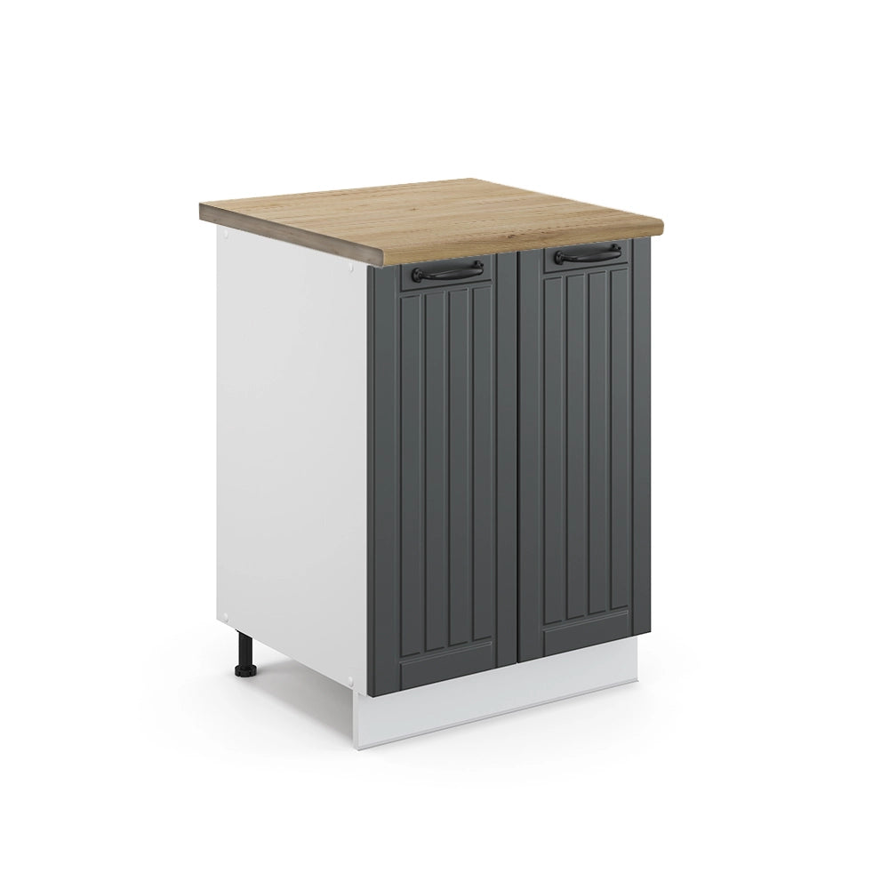 Mobiletto base cucina Fame-Line Antracite rustico/Bianco 60 cm, PL Rovere Vicco