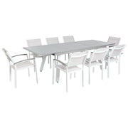 Set da pranzo 8 posti Bianco con tavolo grigio 6 sedie Giardino Patio Terrazza