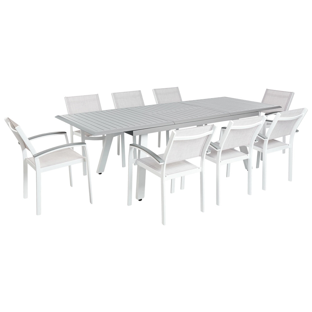 Set da pranzo 8 posti Bianco con tavolo grigio 6 sedie Giardino Patio Terrazza