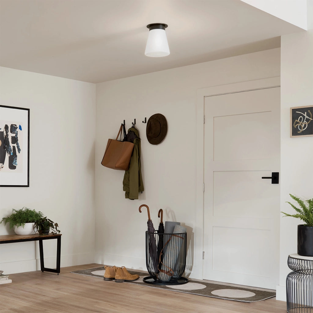 Plafoniera minimal nera vetro opale E27 40W Kichler