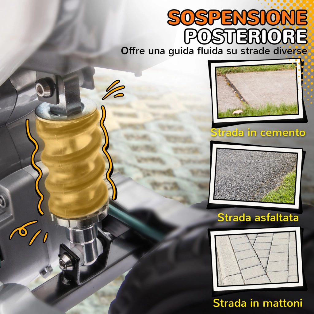 Moto Elettrica per Bambini 3-6 Anni 107x56x70 cm Batteria 12V e Rotelle Rimovibili Arancione