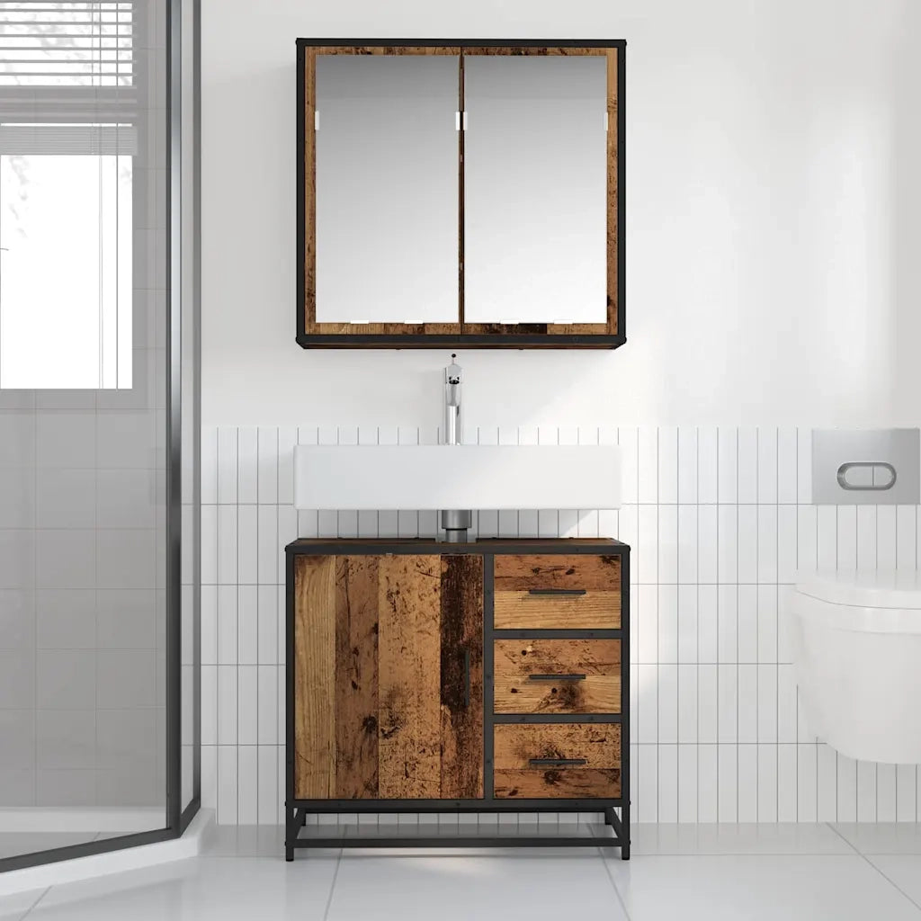 vidaXL Set di mobili per il bagno 2 pcs Legno vecchio 65 x 33 x 60 cm