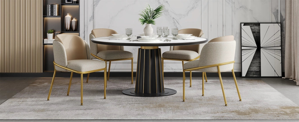 Sedia da Pranzo con Schienale Ergonomico e Piedini Regolabili, in Metallo e Legno, Beige e Cachi
