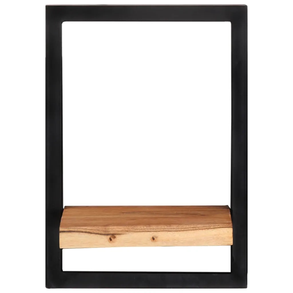 2 pz Mensole Parete | Mensola sospesa 25x25x35 cm Legno Massello Acacia e Acciaio