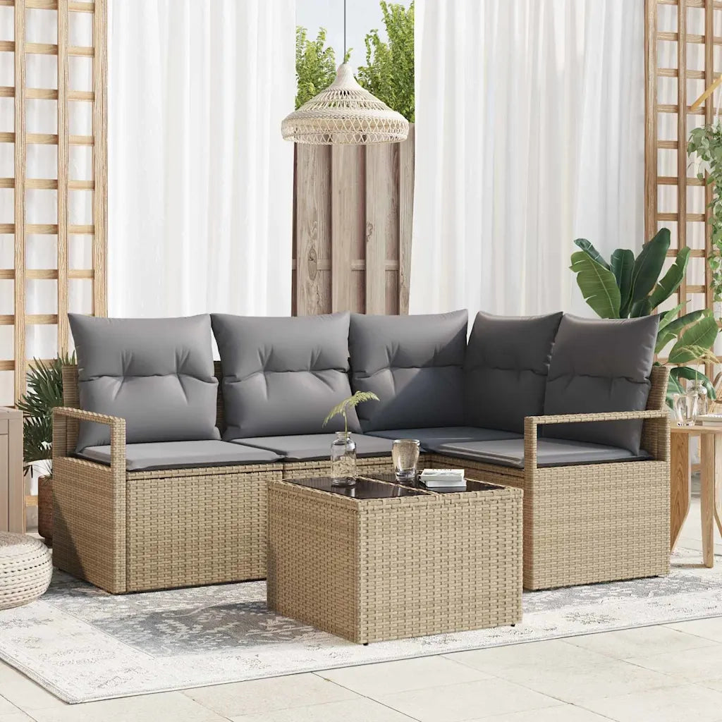 Set di divani 5 pcs Beige polyrattan