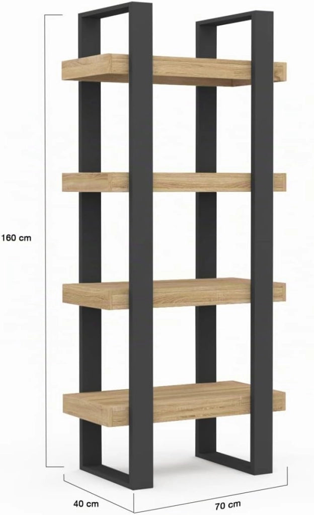 Scaffale a 4 livelli in legno e nero PHOENIX