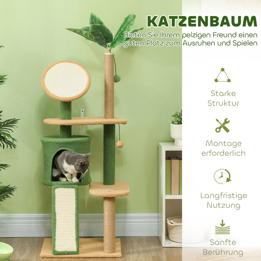 TIRAGRAFFI 48x44x139 cm Verde con grotta, piattaforme e palline
