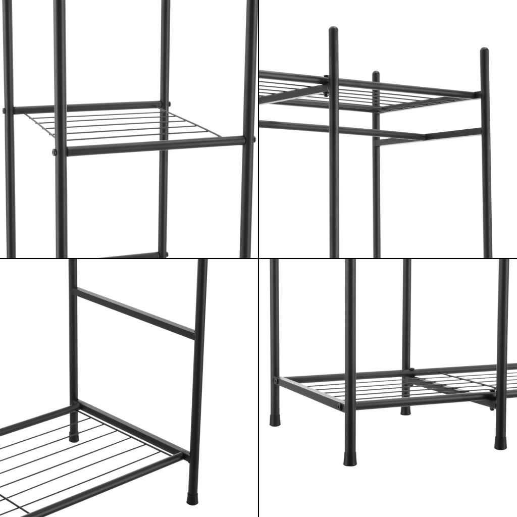 Organizzatore Guardaroba, Scaffalatura con Asta Appendiabiti e 6 Ripiani, Cabina Armadio Senza Ante (AxLaxP) 150 x 150 x 40 cm - Nero, Metallo
