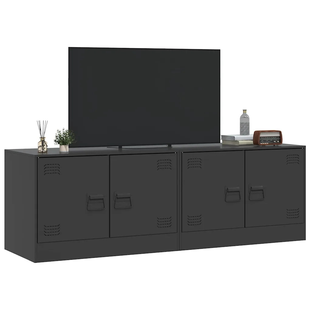 Mobili TV 2 pz Neri 67x39x44 cm in Acciaio 841632